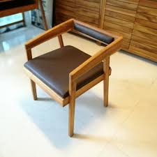 Custom Made Designer Chair Made From Teak And Pvc Leather Great Condition One Of A Kind Study Chair Chair Design Chair