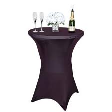 Eggplant Cocktail Spandex Table Cover In 2020 Spandex Chair Covers Cocktail Tables Table Covers