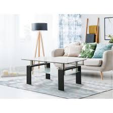 Niklaus 47 oval coffee table in american walnut and black the niklaus coffee table adds a modern elegance to any room. Ivy Bronx Rectangle Black Glass Coffee Table Clear Coffee Table Modern Side Center Tables For Living Room Living Room Furniture Wayfair