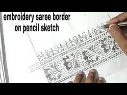 How To Draw Saree Border Design Pencil Sketch Youtube Draw embroidery saree border design.