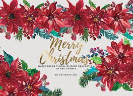 Download Watercolor Poinsettia Christmas Clipart Graphic By Patishop Art Creative Fabrica SVG Cut Files