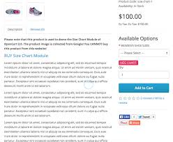 opencart size chart popup for product