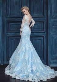 Blue White Wedding Dress Elegant Mermaid Silhouette Blue Wedding Dresses Elsa Wedding Dress Frozen Dress