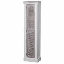 Save 15% in cart on select furniture. Narrow Tall Slim Thin White Painted Grey Wash Storage Cabinet 1 Louvred Door