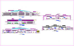 Elevation And Different Axis Section View Of Museum With Historical View Dwg File Historical View Window View Elevation