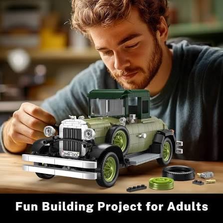 🚗 JMBricklayer Coche Antiguo 1910 Con Luces Y Techo De Piel Sintética – 1226 Piezas Para Coleccionistas Modelo De Exposición