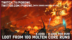 Wow Gold Farm Loot From 100 Molten Core Trash Runs 832 952g 842 952 8 330g 8 430g Per Run Youtube