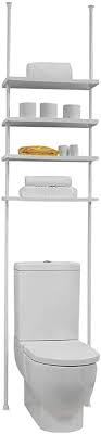 White metal bathroom racks over toilet. Erica Bathroom Shelf Telescopic Shelf For Bathroom Four White Shelves Metal Bathroom Shelf Over Toilet Extendable Rod With Clearance 210 270 Cm Pvc Free Plastic Coating 100 Rustproof Amazon De Diy Tools