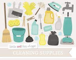 Cleaning Supplies Clipart By Little Red Fox Shoppe Digital Graphic Design Clip Art Cleaning Supplies