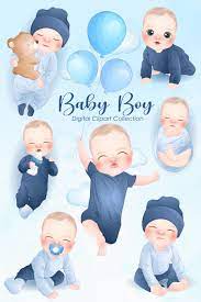 Cute Baby Boy For Baby Shower Clipart Set Etsy Baby Shower Clipart Baby Boy Shower Favors Baby Boy