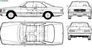 Mercedes Benz S Class C126 560 Sec Blueprints Vector Drawings Clipart And Pdf Templates Benz S Benz S Class Mercedes Benz