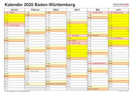 Importieren sie die feriendaten in ihren eigenen terminkalender Kalender 2020 Baden Wurttemberg Ferien Feiertage Excel Vorlagen