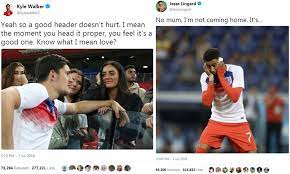 Sure, you could win the world cup but you might be forgotten four years later, so why not be immortalised as something the internet will remember forever? Kyle Walker S Mickey Take Of England Team Mate Harry Maguire Is Twitter S World Cup Golden Tweet Daily Mail Online
