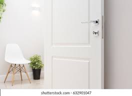 Flush, panel, shaker, bifold, fire, modern, art deco Open White Interior Doors Modern Chrome Stock Photo Edit Now 632901047