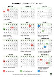 8 festivos estatales no sustituibles. Calendario Laboral Barcelona 2020 Para Imprimir