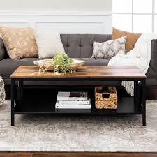 2 tier retro coffee table rectangle wood metal living room tables storage shelf. Black Coffee Tables Free Shipping Over 35 Wayfair