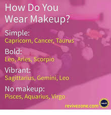 Below are the sample answers for the recent topic in ielts speaking part 1 about clothes or wearing clothes. How Do You Wear Makeup Simple Capricorn Cancer Taurus Bold Leo Aries Scorpio Vibrant Sagittarius Gemini Leo No Makeup Pisces Aquarius Virgo Lodiac109 Revivezonecom Makeup Meme On Me Me