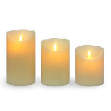 Brightsky Led Ivory Real Wax Candles Flickering Flameless With Remote Control Timer Warm White 3 Aaa Battery Power 1 Set3 Flickering Candles Candles Candle Wax
