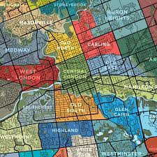 42° 59' 0 north, 81°. London Neighbourhoods Map Print Spruce Moose