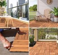 Ansobea Piastrelle in legno per balcone, in legno di acacia, 30 x 30 cm, 11  pezzo, 1 ㎡, per terrazze, terrazze, mosaico, per giardino, patio (6 ...