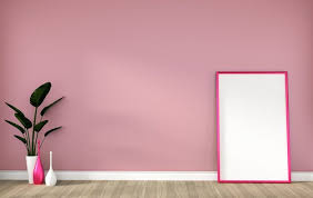 Empty Room With Pink Frame On Hardwood Floor And Pink Wall 3d Rendering In 2020 Empty Room Pink Walls Pink Frames