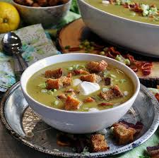 Cream Of Asparagus Soup With Bacon Recipe Cream Of Asparagus Soup Asparagus Soup Soup