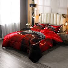 This bedroom is kinda boring. Amazon Com Games Comforter Set Twin For Boys Kids Electronic Game Room Decor Quilted Duvet Gamer Console Pattern Gaming Down Comforter Girls Teens Adult Quilt Videogame Controller Red Bedding Comforters Home Kitchen