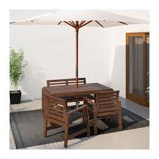 Applaro Table 2 Armchairs Bench Outdoor Brown Stained Brown Ikea Applaro Wooden Outdoor Furniture Outdoor Tables And Chairs