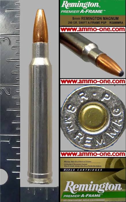8mm Remington Magnum by Remington, "Nickel" case, JSP One Cartridge not a  Box. - Ammo-One1