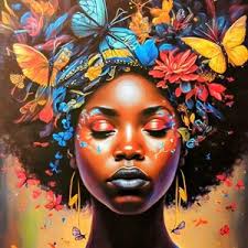 Black Woman With Afro Wall Decor Butterflies Black Art Print Abstract Art  Digital Art Print Wall Art Poster