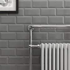 White metro tiles with gunmetal grey grout from tops tiles. Victoria Metro Wall Tiles Gloss Dark Grey 20 X 10cm Victorian Plumbing Uk