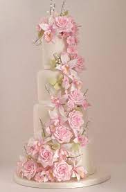Rose And Orchid Cascade Wedding Cake Sugar Flower Wedding Cake Wedding Cake Pictures Garden Wedding Cake