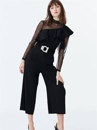 Puantiye Ve Dantel Mixli Asimetrik Kol Volanli Tulum Giyim Kadin Giyim Moda Stilleri