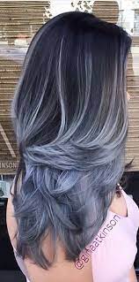 White Blue Black Grey Hair Color Grey Ombre Hair Hair Styles