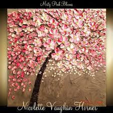 Sale Made2order Original Huge Landscape Abstract Pink Cherry Blossoms Oil Painting Thick Texture Gall Beautiful Oil Paintings Flower Painting Impasto Painting