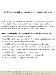 Learn more about logistics coordinator resume example, resume writing tips, resume formats and much more. Top 8 Transportation Coordinator Resume Samples