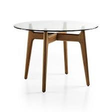 Tate 42 Round Dining Table With Glass Top And Walnut Base Reviews Crate And Barrel In 2020 Round Dining Table Round Dining Dining Table