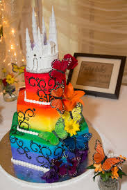 Rainbow Wedding Cake With Castle On Top Rainbow Wedding Rainbow Wedding Cake Rainbow Cake