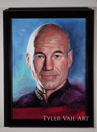 Orginal oil painting art of Jean-Luc Picard from Star Trek by Tyler Vail