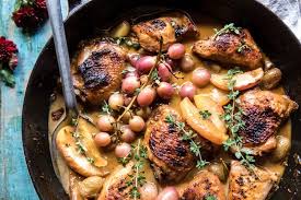 Autumn Braised Chicken Escabeche With Roasted Apples And Grapes Half Baked Harvest Recipe Dutch Oven Chicken Oven Chicken Recipes Oven Chicken