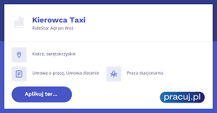 Oferta pracy Kierowca Taxi, RideStar Adrian Woś, Kielce