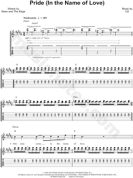 U2 Pride In The Name Of Love Guitar Tab In B Major Download Print Sku Mn0103075