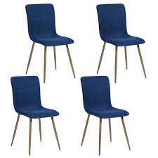 Unbranded Scargill Blue Upholstered Textured Fabric Dining Chairs Set Of 4 Scargill Blue The Home Depot Upholstered Side Chair Dining Chairs Fabric Dining Chairs
