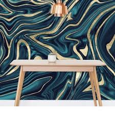 Black And White Combination Wallpaper Teal Navy Blue Gold Marble 1 Decor Art Wallpaper By Anitabellaart From 45 00 Per M Mipic Gold Wallpaper Blue Black White Gold Gold Rug