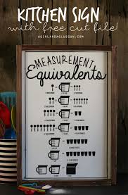 Don't let uncertainty about converting ingredient measurements slow you down when you're in the zone cooking. Kitchen Measurement Equivalent Sign With Free Cut File A Girl And A Glue Gun