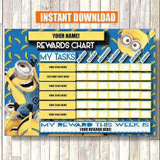 Minions Rewards Chart Instant Download Printable Self Edit