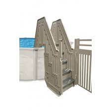 Escalier Double Pour Piscine Logipool H 122 Ou 137 Cm Constepenc Coloris Beige Et Blanc