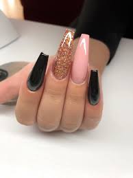 Black And Pink Acrylic Nails Coffin Periodt Nail Designs Fake Nails Cute Acrylic Nails