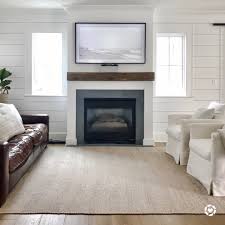 Coastal Living Room Reclaimed Beam Fireplace Surround Shiplap Samsung The Frame Tv Coastal Living Rooms Family Room Fireplace Home Fireplace
