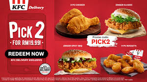 Valid from 02 jul 2021 until 04 jul 2021 You Can Now Get Two Of Your Favourite Kfc Items For Only Rm19 99 With This Delivery Promo